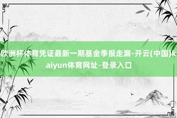 欧洲杯体育凭证最新一期基金季报走漏-开云(中国)kaiyun体育网址-登录入口