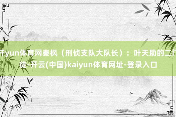 开yun体育网秦枫（刑侦支队大队长）：叶天助的二门徒-开云(中国)kaiyun体育网址-登录入口