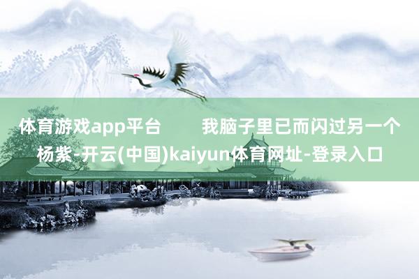 体育游戏app平台        我脑子里已而闪过另一个杨紫-开云(中国)kaiyun体育网址-登录入口