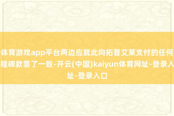 体育游戏app平台两边应就此向拓普艾莱支付的任何里程碑款罢了一致-开云(中国)kaiyun体育网址-登录入口