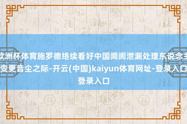 欧洲杯体育施罗德络续看好中国阛阓泄漏处理东说念主变更音尘之际-开云(中国)kaiyun体育网址-登录入口